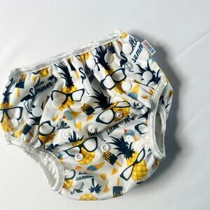 Alva Baby "Hello Summer" Pineapple Cloth Diaper Cover / Swim Diaper Sz nb-2y